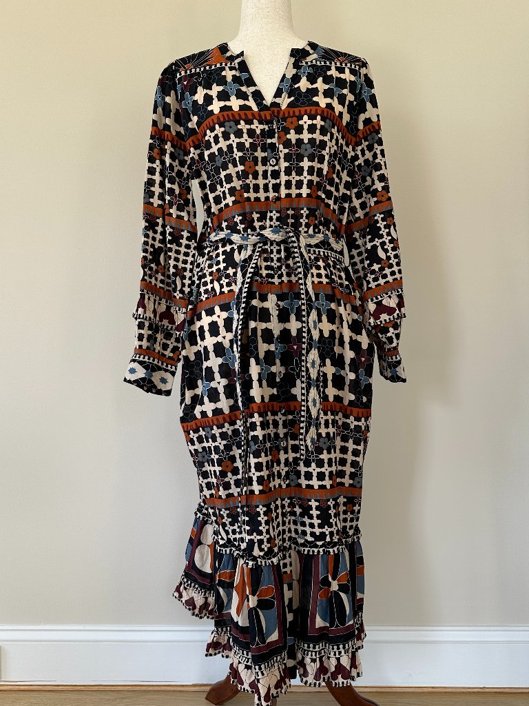 Cleobella Genevieve Dress Multicolor Geometric Print Size M Nwt